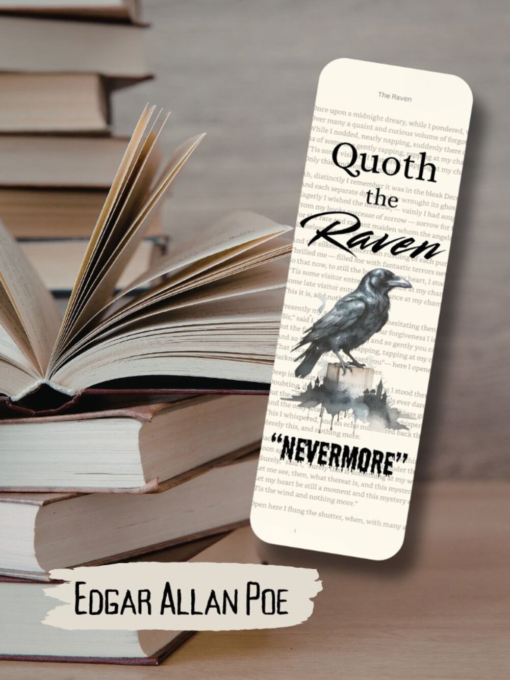 Edgar Allan Poe Bookish Book Page Bookmark, The Raven